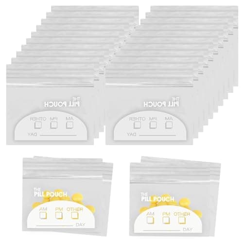 Pill Pouch Bags(Pack of 100) 3"X 2.6" 3Mil Plastic Pill Organizer Bags