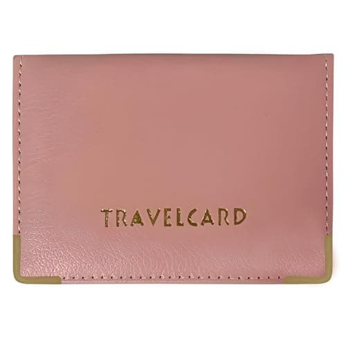 FATASH Travel Card Holder, PU Leather Oyster Card Cover, Bus Pass, Rail Ticket, Photo ID Wallet with 4 Pockets, Compact & Slim Unisex RFID Blocking Credit Card Case for Men, Women & Kids - Baby Pink