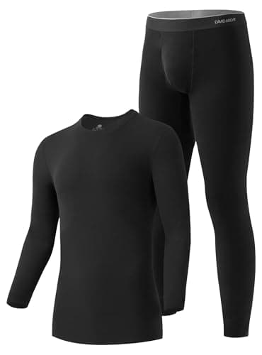 DAVID ARCHY Men's Thermal Set Contain Wool and Mulberry silk Blend Warm Luxuriously Soft Moisture-wicking Base Layer Underwear Set, Bottoms with Open Fly Suitable 14°F to 32°F