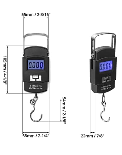 QWORK® Portable Luggage Scale 50kg, Suitcase Weighing Scales, Digital Luggage Scales, Perfect For Measuring Fish, Luggage, Family Life, Batteries Not Included — view 6