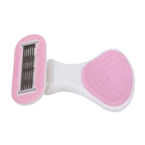 Maqulae Women Travel Mini Shaving Kit, 6 Layer Cutters Portable Travel Shaving Kit with Foldable Non Slip Handle 3 Refills, for Smooth Hair Removal (Pink)