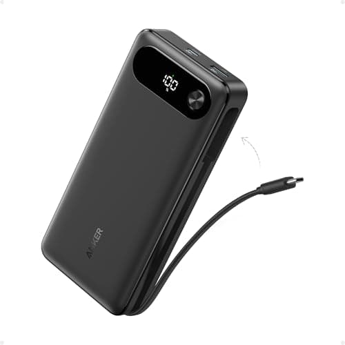 Anker Power Bank, 20,000mAh Portable Charger with Built-in USB-C Cable&USB C Charger Cable (6ft/1.8m Nylon 100W), 87W Max Fast Charging Battery Pack, for iPhone 17/16/15, Samsung,and More — view 4