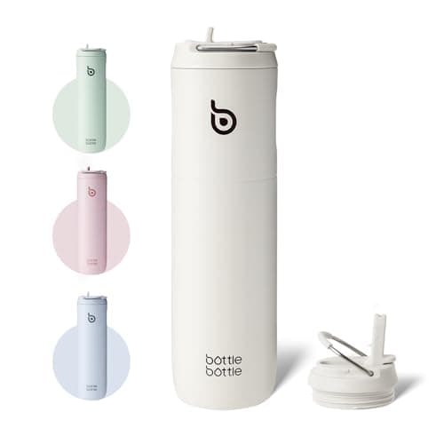 Bottle Bottle Stainless Steel Water Bottle 700ml with Straw and Lid Sports Insulated Metal Water Bottles with Handle(Light Gray)