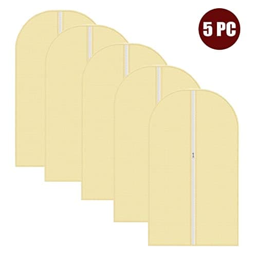Vinsani 5pc Dustproof Garment Bags Hanging Clothes Covers Breathable, Cream — view 6