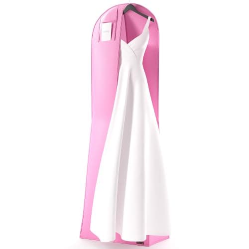 Hangerworld Breathable Dress Cover for Evening Dresses 183 cm Pink Garment Bag Wedding Dress