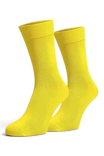 ONESCK Super Soft Cotton Dress Socks, Yellow, 7-12