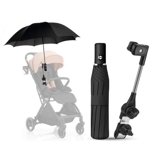 pram Parasol,pram Umbrella with 50+ UV Protection,Pushchair Parasol Equipped with a Multi-Functional Stand,Fully Automatic Umbrella,Suitable for Various Types of Baby Strollers