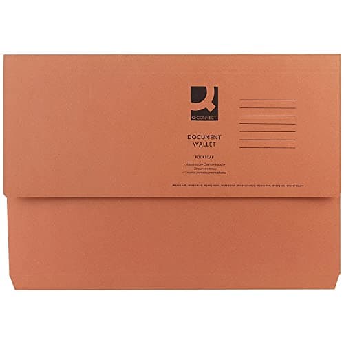 Q-Connect Document Wallet Foolscap Orange (Pack of 50)