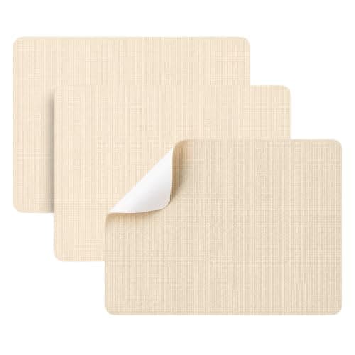 3 Pack Beige Self-Adhesive Repair Patches, Canvas Fabric Patches for Furniture Sofas, Car Seats, Tents, Jackets, Bags, Umbrella, Chairs — Woven Cloth Sticker Mending Kit (20 x 30 cm)