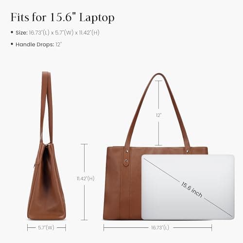 befen Large Tote Bag Genuine Leather Handbag for School Brown Laptop Handbag with Key Chain — view 5