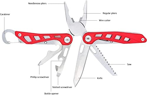 Amazon Basics Stainless Steel 8-in-1 Multitool Safety Lock with Nylon Sheath, 10.4 x 4.5 x 2.03 cm, Red — view 6