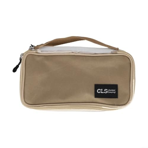 Outdoor Camping Mess Kit Bag Reusable Tableware Storage Pouch for Backpacking BBQ - Cutlery Organizer with Zipper Khaki 24x12x5cm(Khaki)