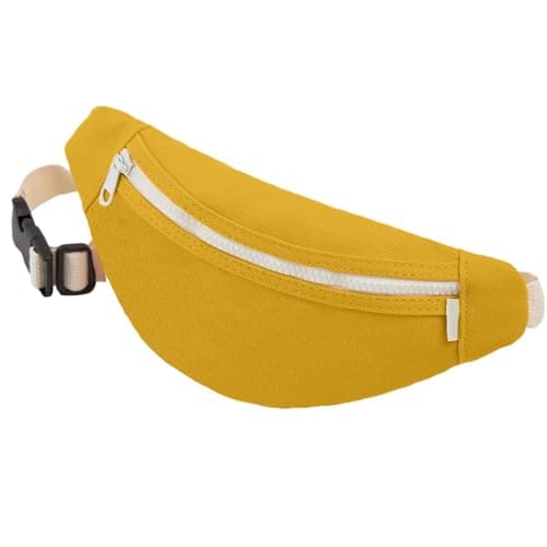 Kids Bumbag, Canvas Fanny Pack for Kids Crossbody Waist Bag for Unisex Toddler Boys Girls (Yellow)