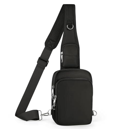 BROADREAM Small Sling Cross Body Chest Bag Shoulder Bags for Men Women,Water Resistant Crossbody Man Bag with Zipper Lock & RFID Blocking