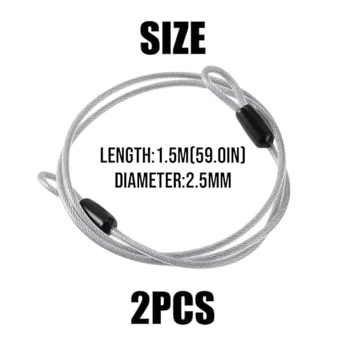 2Pcs Bike Lock Cable 1.5M Lightweight Wire Cable Lock with Double Loop Security Flexible Cable Luggage Lock, Steel Lock Chain Portable Lock Padlock for Padlocks Scooter Bicycle Suitcase — view 2
