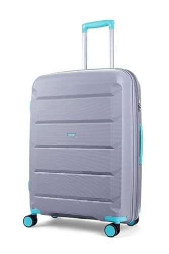 Rock Tulum Medium 63/71L Expandable Hard Shell Suitcase - Grey/Aqua
