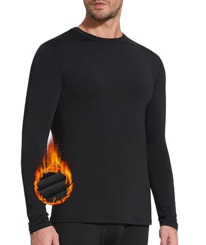 SIHOHAN Mens Thermal Top Long Sleeve Crew Neck Base Layer Tops Black
