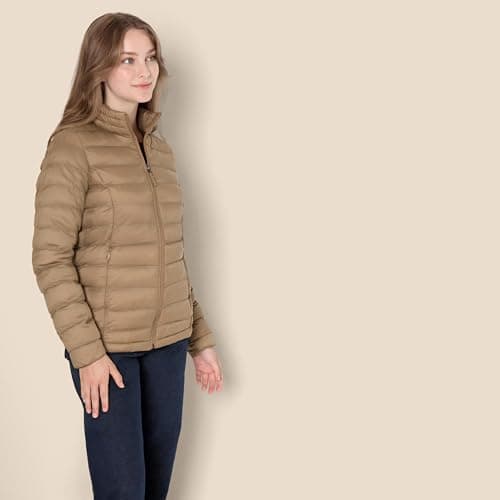 Amazon Essentials Women's Lightweight long-sleeved, water-resistant, packable puffer jacket (available in plus size), Mushroom Brown, S — view 2