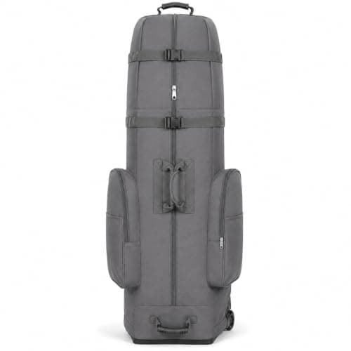 Golf Travel Bags with Wheels, 1200D Heavy Duty Oxford Wear-Resistant with Extra Storage Bag, Lightweight & Portable Golf Club Travel Cover for Airlines Easy Storage,Grey:Upgrade