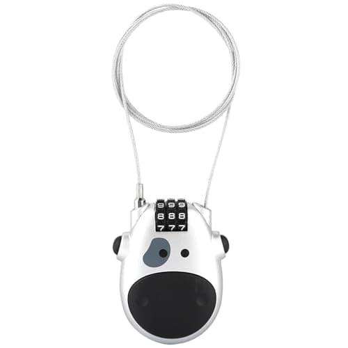 3 Digit Combination Pram Lock, Retractable Cable Security Code for Pushchair, & Stroller, Compact Cow Design, 90cm Cord, Black (Silver) — view 2