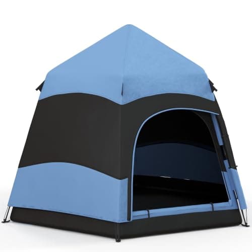 Outsunny Double Layer Instant Pop Up Tent with Rainfly 4 Person Blue