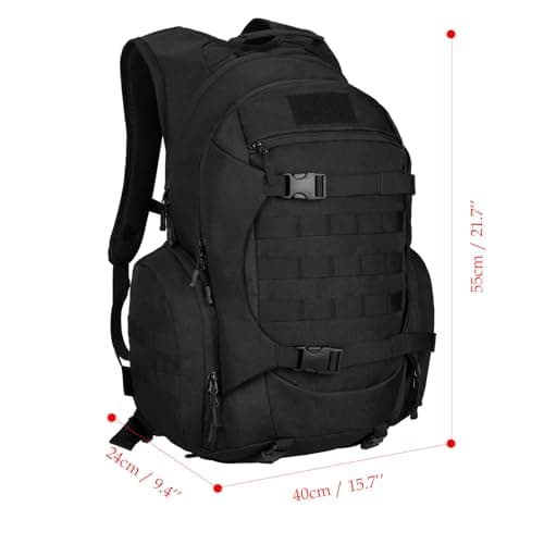 YuanWen 50L Tactical Backpack, Military Rucksack with MOLLE System, Water-Resistant Hiking Backpack for Outdoor Trekking Cycling Travel & Camping, 17'' Laptop Compartment Hydration Compatible Black — view 5