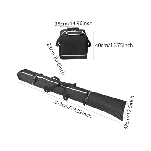 QLoztyse Snowboard And Boot Bag Combo Ski Bag Professional Gear Fit Skis Up to 200cm Polyester Black for Outdoor Hiking Camping Travel — view 3