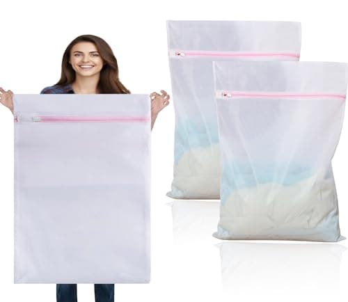 2 PCS Large Mesh Laundry Bag 90x110cm, Reusable Laundry Net Bags with Zips