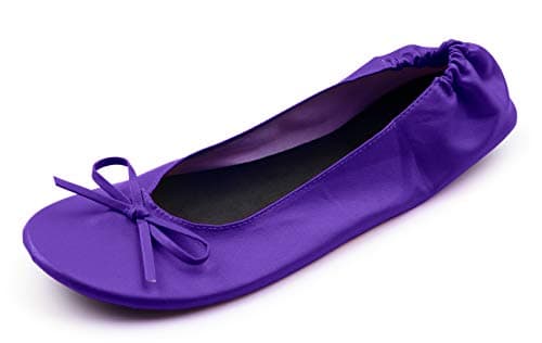 Women's Foldable Portable Travel Ballet Flat Roll Up Slipper Shoes (Purple, Large) — view 3