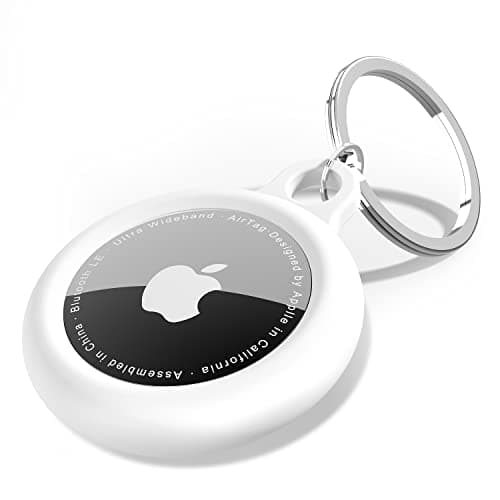 oakxco for Airtag Keychain Silicone, Airtag Holder with Key Ring, Air Tag Cover Cute Accessories for Kids, Luggage, Car Dog Collar, Car, Compatible with Apple Airtag Case Waterproof Tracker, White