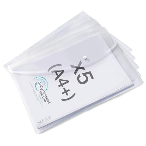 Rapesco 1840 ECO Recycled Popper Wallets, A4+,Pack of 5
