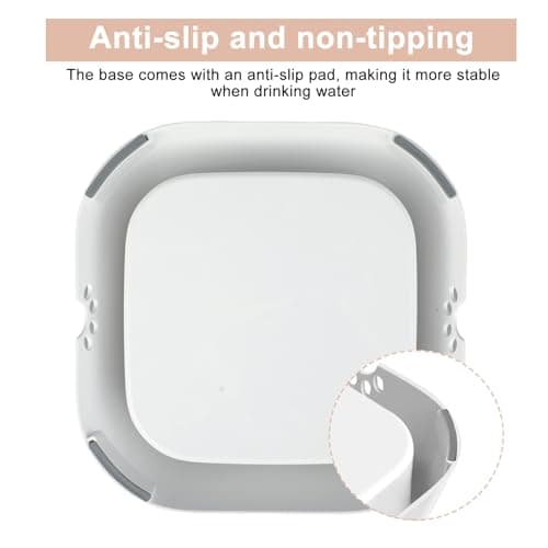 1L No Spill Pet Water Bowl for Dogs & Cats, Anti Splash Travel Water Dispenser with Floating Disk, Leakproof Anti Slobber Drinking Bowl for Home & Car Use, White — view 3