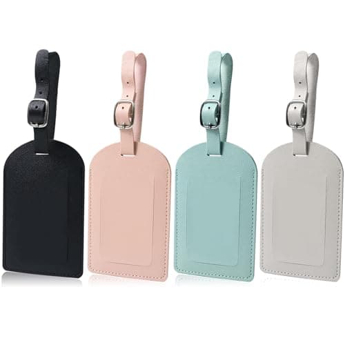 Redamancy Luggage Tags, Leather Suitcase Tags, Luggage Tags for Suitcases with Adjustable Strap Privacy Protection Cover for Preventing Loss of Bags and Suitcases