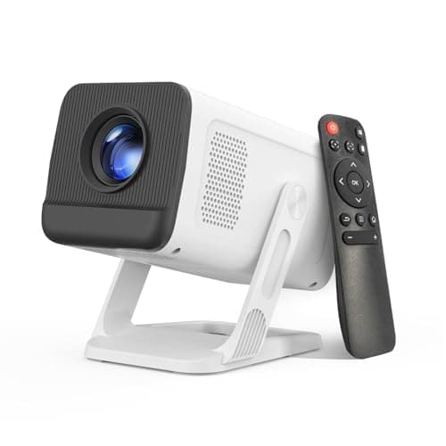 Mini Projector with WIFI 6 and Bluetooth 5.4, Smart Portable Projector Supports 4K 1080P, projector for bedroom with Auto Keystone, Movie Projector with 180° Adjustable Stand.