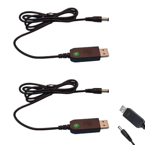 2PCS USB to DC Adapter,5V to 12V Boost Cable,USB Power Step-up Converter,Small 5V to 12V Boost Converter,Boost Cable,DC 5.5 * 2.1mm Base Plug,1m
