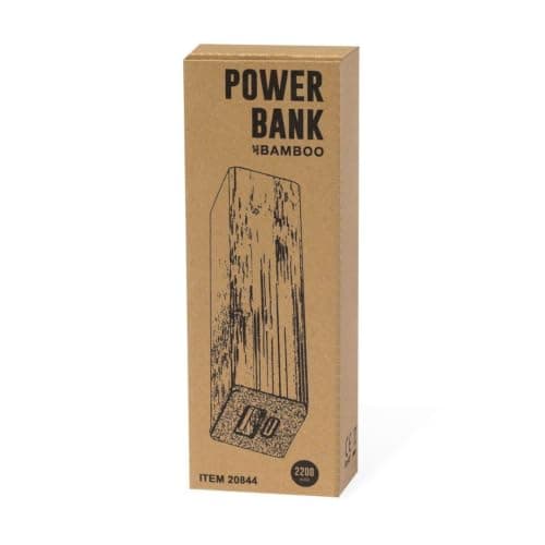 Sawfish Personalised Power Bank Godimer 2200mAh Bamboo Power Bank, USB-C Input and Output, Micro USB Cable, Wheat Straw End Caps – Natural — view 2