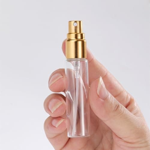 50Pcs 5ML 10ML 15ML Empty Glass Perfume Atomiser Clear Atomiser Spray Bottles Refillable Spray Perfume Bottles Fine Mist Cosmetic Container for Travel (10ML,Black) — view 3