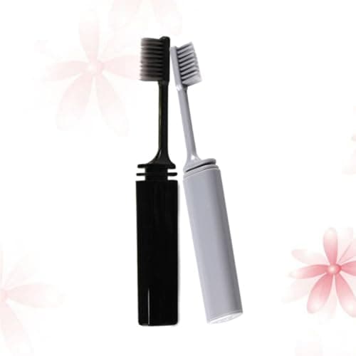 VALICLUD Portable Folding Toothbrush and Anti-Skid Design 2pcs with Bamboo Charcoal Bristles and Daily Oral Hygiene Soft Manual Toothbrush for Travel Use for Personal Care