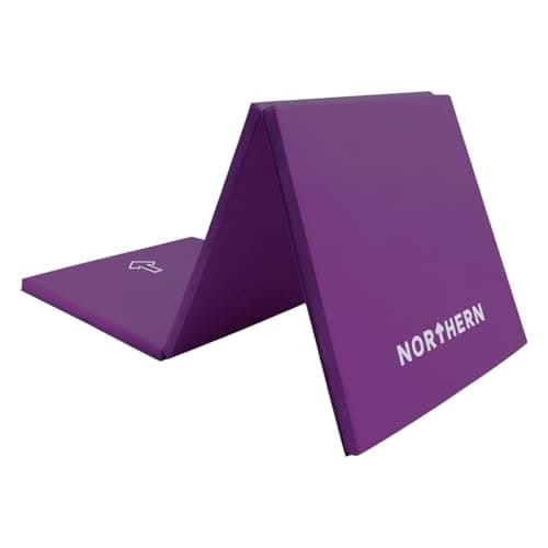 NORTHERN Yoga Mat Exercise Fitness, Tri-Fold Foam Mat, Extra Thick Non-Slip Large Padded Stretching Home Gym Equipment Accessory, 3-Folding Multi-Purpose Workout Mat with Carrying Handle — view 2