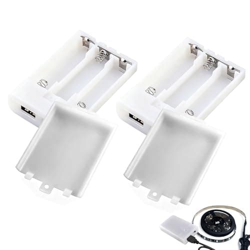 2Pcs Battery Case Box with USB Port Durable 3x1.5V AA Battery Power Bank Portable with On/Off Switch Battery Holder Case USB Battery Pack for LED Lights Fairy String Lights Christmas Decoration DIY