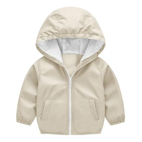 duxyoz Boys Girls Waterproof Jacket Toddler Baby Boy Girl Kids Rain Jacket Lightweight Breathable Rain Coat Windproof Zip Up Hooded Storm Jackets Water Resistant Raincoat Windbreaker 12-18 Months