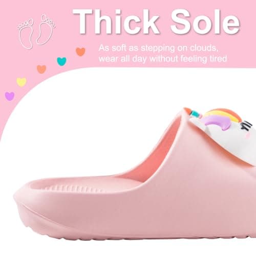 Kids Sliders Toddler Summer Slippers for Boys Girls Beach Flip Flops Anti-Slip Pool Shower Slide Sandals for Children Pink Horse 762 Toddler UK 5/5.5 (Label Size 150mm) — view 6