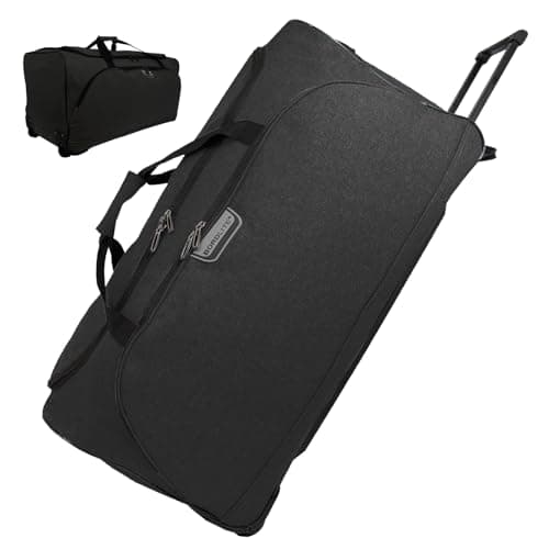 Bordlite 30" Black Extra Large Wheeled Holdall – Durable Twill 2-Wheel Travel Bag with Trolley Handle & 127L Capacity – Heavy-Duty Duffel Luggage for Holidays & Work Trips