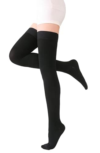 TOFLY® Medical Thigh High Compression Stockings for Women & Men, Closed Toe, Opaque, Firm 20-30mmHg Graduated Compression Socks with Silicone Band, Support for Varicose Veins, Edema, Travel,Black XXL — view 5