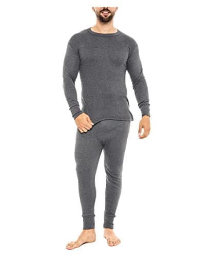 Heat Stoke®️ Men's Thermal Long Sleeves T-Shirt Long Johns Trouser Warm Base layer Black Charcoal S,M,L,XL,XXL (SINGAL SET CHARCOAL, XXL) — view 4