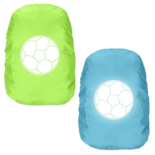 flintronic Waterproof Rain Cover for Backpack, Reflective Rucksack Cover, High Visibility Backpack Cover, Anti-dust, Foldable for Girls, Children, Football Pattern