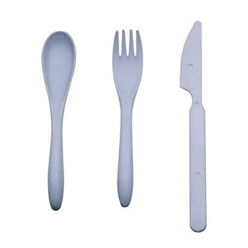 VicBou Travel Cutlery Set with Case, 2 Sets Portable Camping Cutlery, Reusable Spoon Fork Knife Sets for Travel Picnic School Camping Outdoor or Daily Use,(Blue, Pink) — view 2
