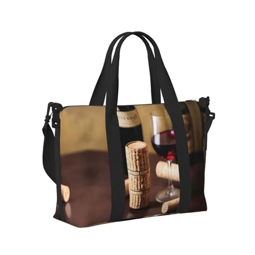 Wine cork print Travel Duffel Bag,workout duffel bag, overnight shoulder Bag,Weekender Bag for Women Men, Black, One Size — view 4