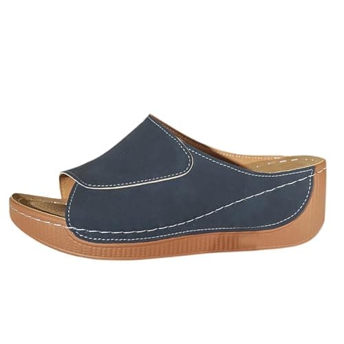 Women's Flip Flops, 2025 New Women's Orthopedic Wedge Sandals Arch Supported Open Toe Comfortable for Beach Hiking Casual Wear Sky Blue 6