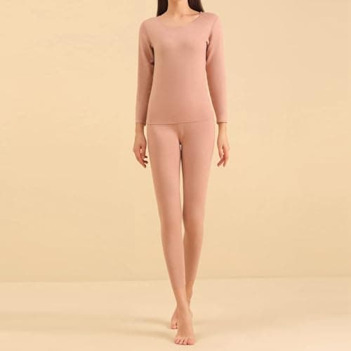Generisch Women Clothes Silk Thermal Underwear Men Velvet Autumn Pants Set 2 Pieces, khaki, XXL — view 3